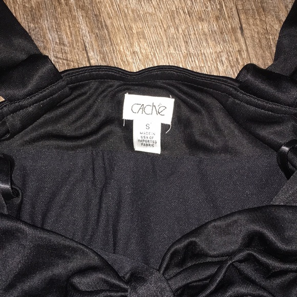 097. Cache Black Dress with straps - Size Small - Picture 6 of 6